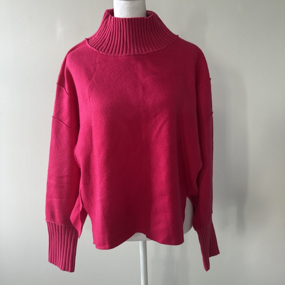 Maeve by Anthropologie Women's Hot Pink Turtle Neck Long Sleeve Sweater XS